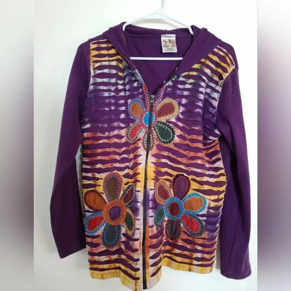 India Boutique Purple Multicolor Hoodie (Can373)